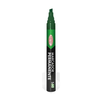 Marcador Verde Permanente Punta Biselada Artel1