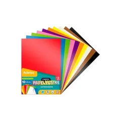 Estuche Papel Lustre Autoadheiva A4 10 Hojas Adetec