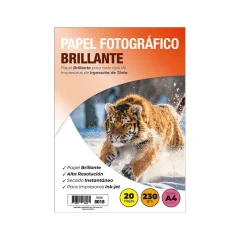 Papel Fotografico A4 230 Grs 20 Hojas Brillante Adetec