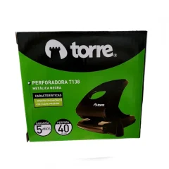 Perforador 40 Hojas T-138 Grande Negro Torre