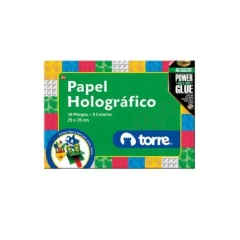 Estuche Papel Holografico 10 Pliegos- 5 Colores Torre