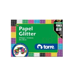 Estuche Papel Glitter 8 Pliegos Torre