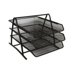 Bandeja Escritorio Triple Malla Negra Metalica Offione