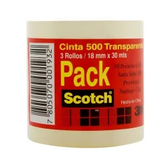 Cinta Adhesiva 18X30 Mts Pack 3 Unidades. 3M Scotch