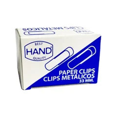 Clips 33 Mm Metalico 100 Unidades. Punta Redonda Hand.