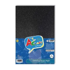 Set Goma Eva 20X30 Glitter Negro Art And Craft
