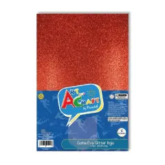 Set Goma Eva 20X30 Glitter Rojo Art And Craft