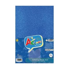 Set Goma Eva 20X30 Glitter Azul Art And Craft