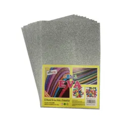 Set Goma Eva 20X30 Glitter Plata Art And Craft