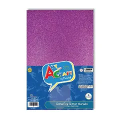 Set Goma Eva 20X30 Glitter Morado Art And Craft