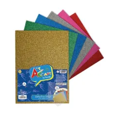 Estuche Goma Eva Glitter Adhesiva 6 Hojas 6 Colores Art Craft