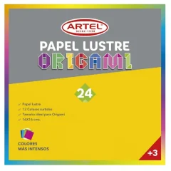Estuche Papel Lustre 16X16 24Hjs. 12 Col. Artel