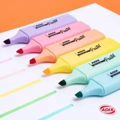 Destacador Set 6 Unidades. Biselado Pastel Adix