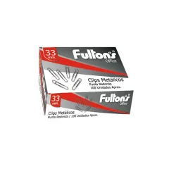 Clips 33 Mm Metalico 100 Unidades. Punta Redonda Fultons