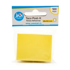 Nota Adhesiva 38X50 Mm 100 Hojas Amarillo Jm Import