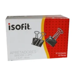 Doble Clips 41 Mm Negro 12 Unidades Isofit