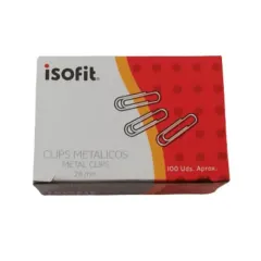 Clips 28 Mm Metalico 100 Unidades. Punta Redonda Isofit