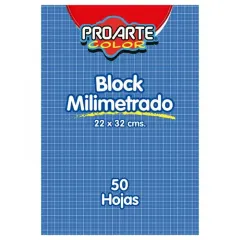 Block Milimetrado 50 Hojas Oficio Azul Proarte