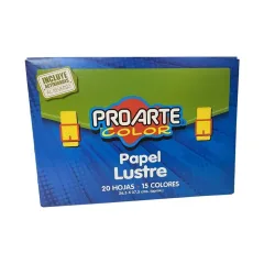 Estuche Papel Lustre 15 Col. 20 Pliegos Proarte