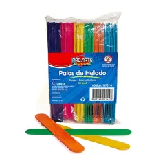 Palos De Helado Colores Grueso 50 Unidades. Proarte