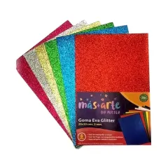Set Goma Eva 20X30 Glitter Col. Surtidos Proarte