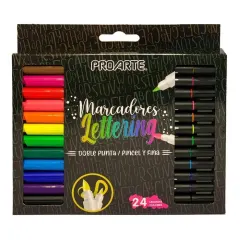 Marcador 24 Col. Doble Punta Lettering Proarte