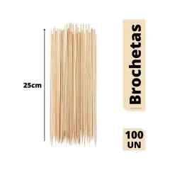 Palo Brocheta 25 Cm 100 Unidades.