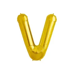 Globos Letra V Metalico 18 Dorado