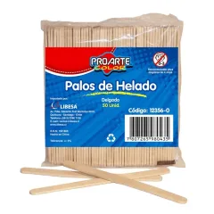 Palos De Helado Natural Delgado 50 Unidades. Proarte