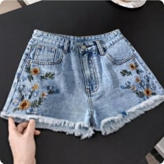 SHORT AZUL JEAN FLORES