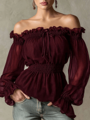 BLUSA VOLANTES BURDEOS