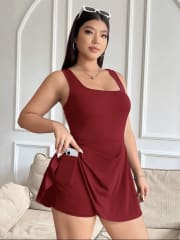 VESTIDO C/ SHORT DEPORTIVO VINO