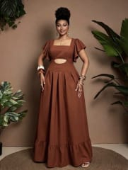 VESTIDO MARRON ELEGANTE