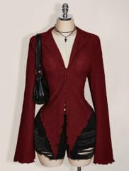 BLUSA ASIMETRICA ROJO BURDEO