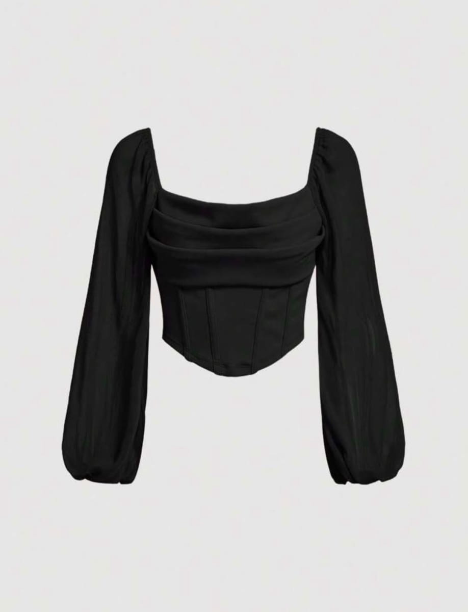CORSET CON MANGAS ABUCHONADAS NEGRA1