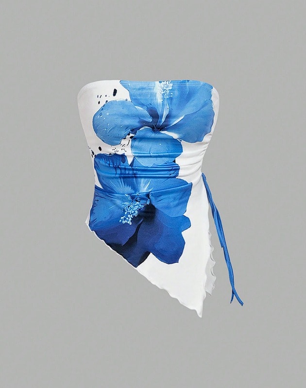 BLUSA STRAPLESS FLOR AZUL1