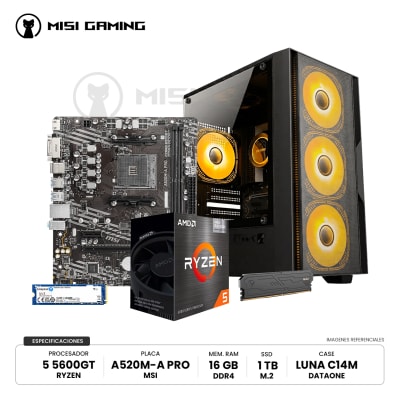 COMBO PC RYZEN 5 5600GT + MSI A520M-A + RAM 16GB 3200MHZ + KINGSTON NV3 1TB + CASE DATAONE 550W1