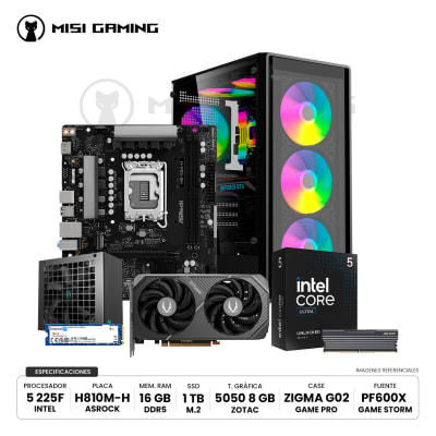 COMBO PC ULTRA 5 225F + ASROCK H810M-H + RAM 16GB + M.2 1TB + ZOTAC 5050 + CASE DATAONE + 600W BRONZ1