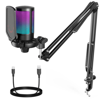 MICROFONO CON SOPORTE DE BRAZO FIFINE A6T RGB BLACK1