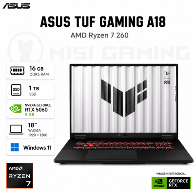 LAPTOP ASUS TUF GAMING A18 RYZEN 7 260 16GB DDR5 1TB M.2 18