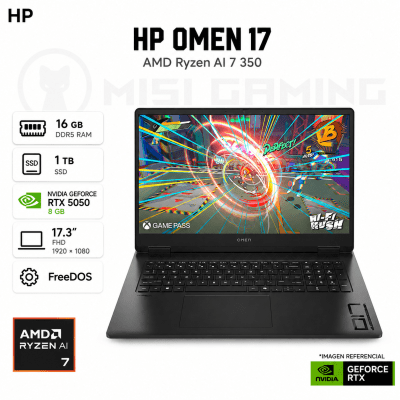 LAPTOP HP OMEN 17-DB1001LA RYZEN AI 7 350 16GB DDR5 1TB M.2 17.3