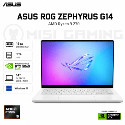LAPTOP ASUS ROG ZEPHYRUS G14(2025) RYZEN 9 270 16GB LPDDR5X 1TB M.2 14