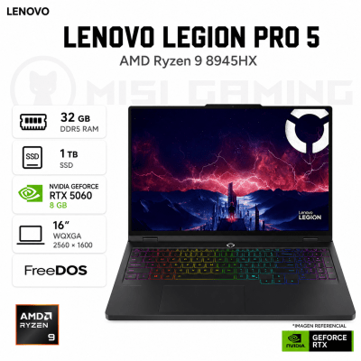 LAPTOP LENOVO LEGION PRO 5 16ADR10 RYZEN 9 8945HX 32GB DDR5 1TB M.2 16