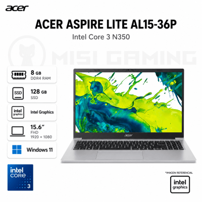 LAPTOP ACER ASPIRE LITE AL15-36P-32XP CORE 3 N350 8GB DDR4 128GB M.2 15.6
