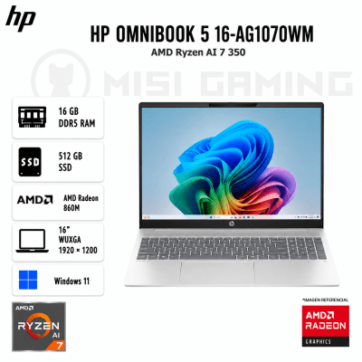 LAPTOP HP OMNIBOOK 5 16-AG1070WM RYZEN AI 7 350 16GB DDR5 512GB M.2 16