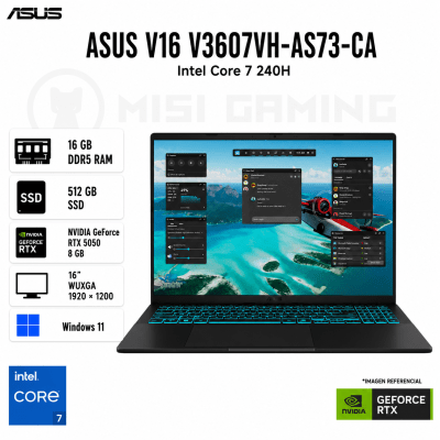 LAPTOP ASUS V16 V3607VH-AS73-CA CORE 7 240H 16GB DDR5 512GB M.2 16