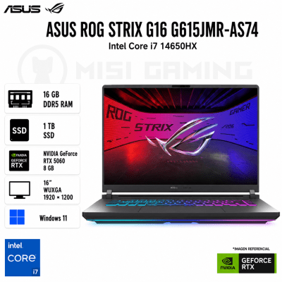 LAPTOP ASUS ROG STRIX G16 G615JMR-AS74 CORE I7 14650HX 16GB DDR5 1TB M.2 16