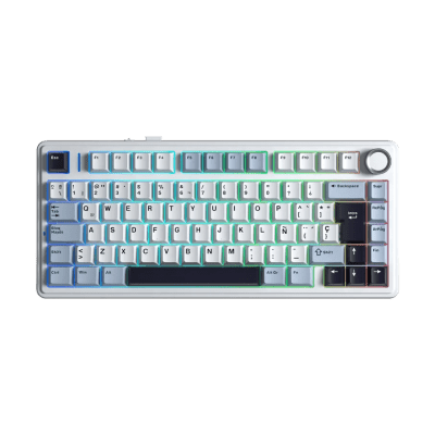 TECLADO MECANICO AULA F75 RGB DONGLE BLUETOOTH 75% ESP (SW-REAPER) BLUE/WHITE/PURPLE1