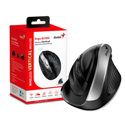 MOUSE GENIUS 8250S ERGONOMICO DONGLE 1600K DPI SILVER GREY1