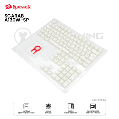 KEYSCAPS REDRAGON SCARAB A130W-SP ESP PBT WHITE1